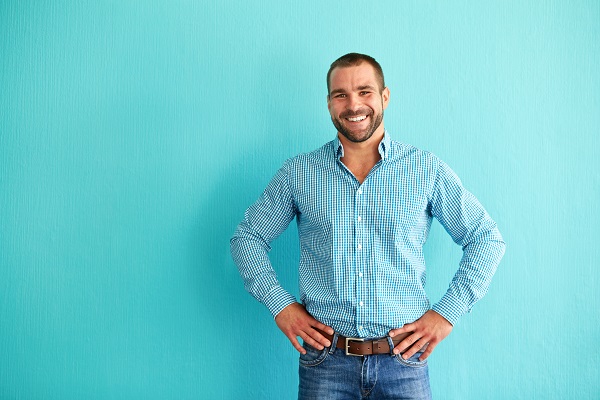 Man wearing button up shirt