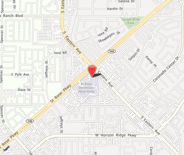 Location Map: St. Rose Dominican Hospital, Siena Campus Henderson, NV 89052